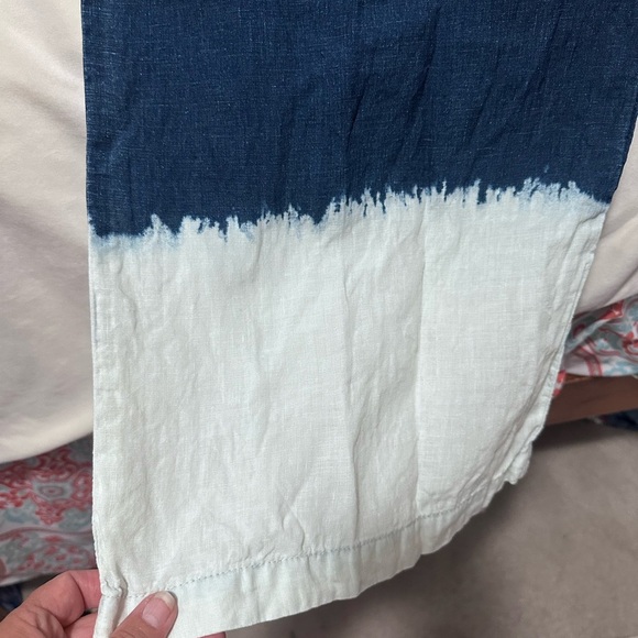 Bella Dahl Bleach Dip Navy and White Linen Wide-Leg Jumpsuit M - Picture 3 of 7